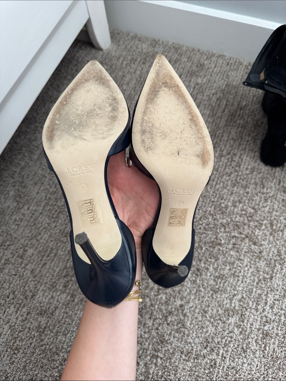 J. Crew Navy Leather Pointed D'Orsay Pumps - Picture 4 of 5